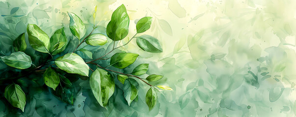 A tranquil, artistic watercolor of green leaves, ideal for nature-themed projects, backgrounds, and eco-friendly designs.