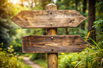 Naklejka premium wooden empty sign in the forest