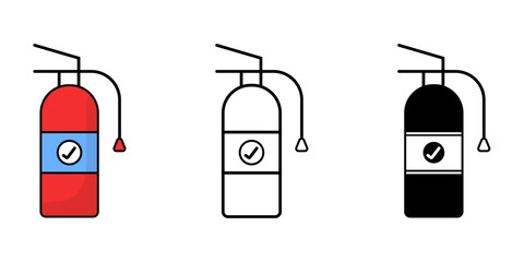 fire extinguisher icons set. extinguishing equipment, Emergency alert symbols isolated background, silhouette icon, vector illustration.