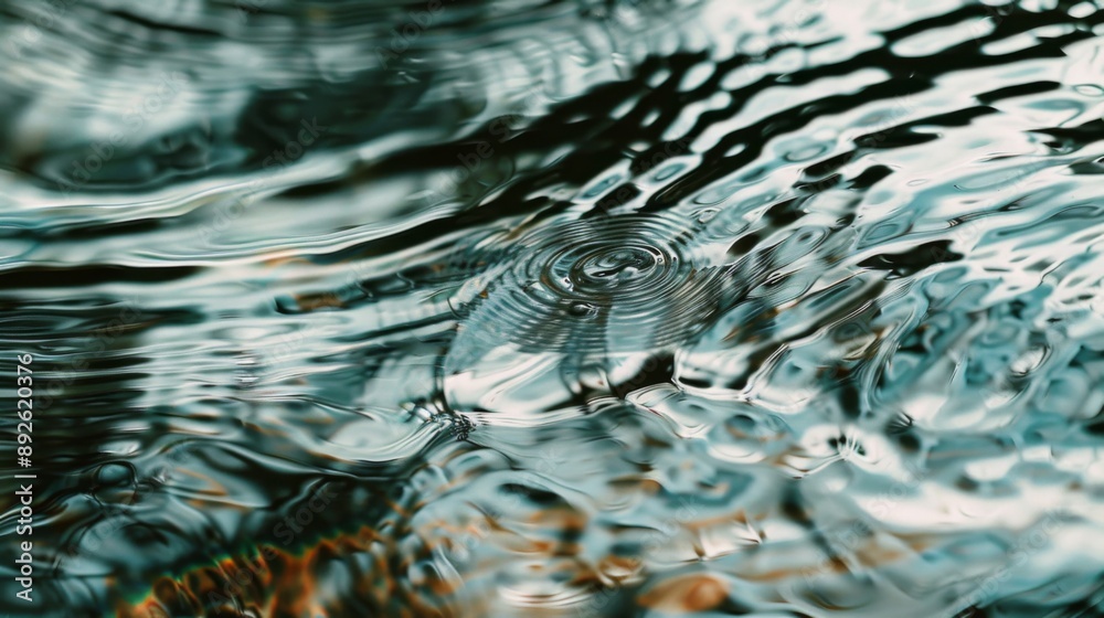 Aufkleber Close-up of rippling water surface with reflections, creating abstract patterns
