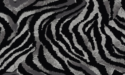 Luxury Black Tiger Skin Pattern Vector Illustration Exotic Texture Seamless Design. Animal Striped Skin Fur Pattern Texture Background