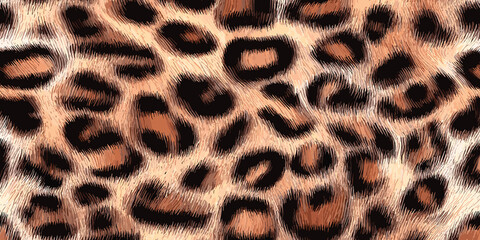 Leopard Skin Texture Pattern Vector. Seamless Animal Wildlife Skin Pattern. Leopard Fur Camouflage Background.