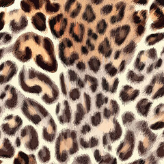 Leopard Skin Texture Pattern Vector. Seamless Animal Wildlife Skin Pattern. Leopard Fur Camouflage Background.