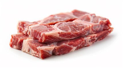 Raw pork. Pieces of fresh meat isolated on a white background.