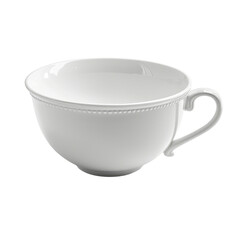 Isolated White Ceramic Cup with Elegant Design and Handle.