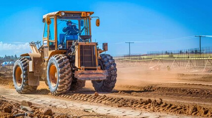 Fototapeta premium Construction Equipment Working on a Construction Site.