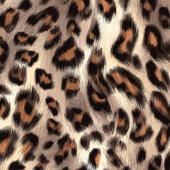 Leopard Skin Texture Pattern Vector. Seamless Animal Wildlife Skin Pattern. Leopard Fur Camouflage Background.