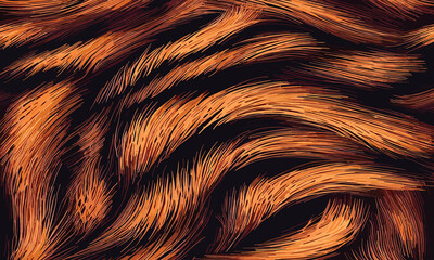 Tiger Skin Pattern Vector Illustration Seamless Design. Animal Striped Skin Fur Pattern Texture Background