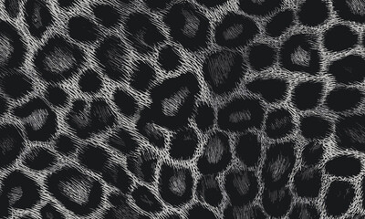 Black Leopard Skin Texture Pattern Vector. Seamless Animal Wildlife Skin Pattern. Leopard Fur Camouflage Background.