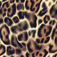 Leopard Skin Texture Pattern Vector. Seamless Animal Wildlife Skin Pattern. Leopard Fur Camouflage Background.