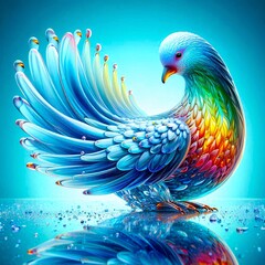 Fototapeta premium Glass pigeon in wonderful colors