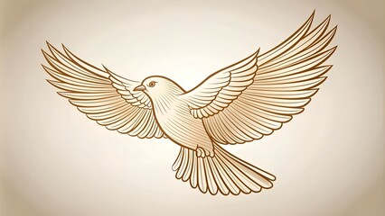 Obraz premium A Moment of Serenity: Line Drawing of a Bird in Flight Generative Art IA