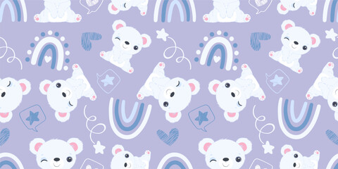 Cute baby animals seamless pattern