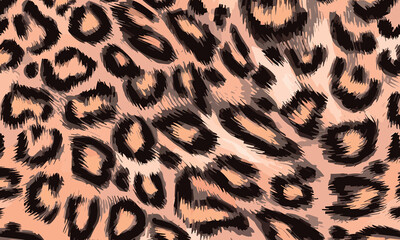 Leopard Skin Texture Pattern Vector. Seamless Animal Wildlife Skin Pattern. Leopard Fur Camouflage Background.