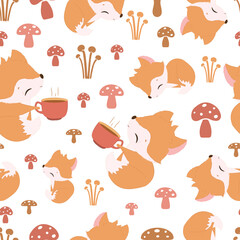 Cute baby animals seamless pattern