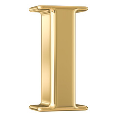 Golden 3D Font Letter I