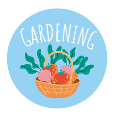Garden label logotype brand emblem isolated concept. Vector flat graphic design element illustration
