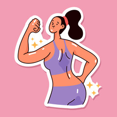 Bodybuilder woman people characters posing. Vector flat graphic design element illustration 