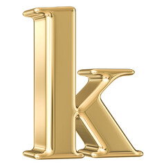 Golden 3D Font Letter k