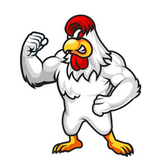 Rooster Muscle Arm Fighting Sports Mascot Logo Character Design