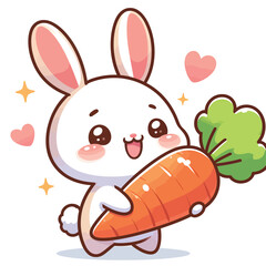 Obraz premium A rabbit holding a carrot Adobe Illustrator Artwork