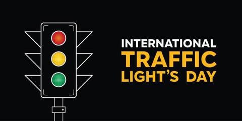 International Traffic Lights Day. Traffic lights. Great for cards, banners, posters, social media and more. Black background.
