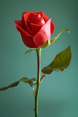 Obraz premium red rose on a green background
