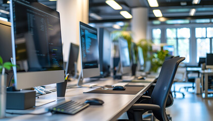 Many modern computers in open space office