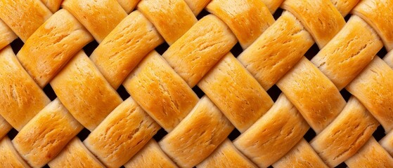 Golden Pastry, Close-up of intricately braided baked bread, Freshly Baked Delight.