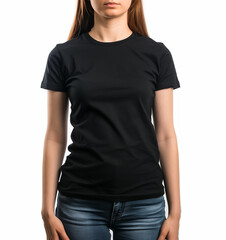 Obraz premium Blank black female t shirt mockup