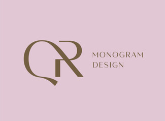 QR letter logo icon design. Classic style luxury initials monogram.