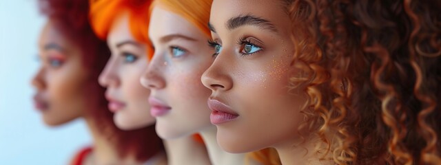 Obraz premium Women's Equality Day, Girls power, diversity, feminism, concept with diverse women faces