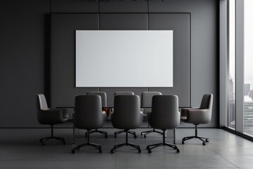 Corporate Meeting Room, Modern office space with conference table and chairs, Professional Setting.