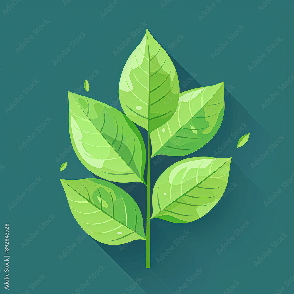 Sticker A leafy green plant with a stem and a leafy green leaf