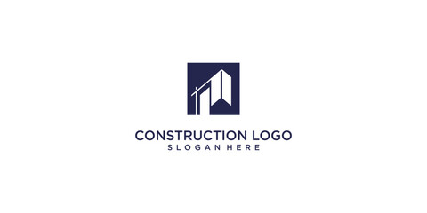 Simple construction logo design with modern style premium vector