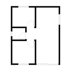 Black and White floor plan of a modern unfurnished house for your design. Suburban house vector blueprint. Architectural background