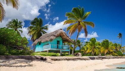 Typical house in the Dominican Republic. Caribbean. Authentic.