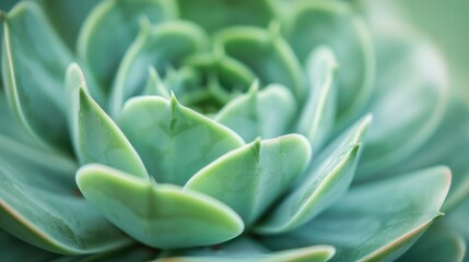 A close up of a green plant with a leafy appearance. The plant is a succulent and has a unique shape