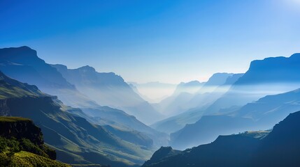 Misty Morning View of the Drakensberg Mountains in South Africa