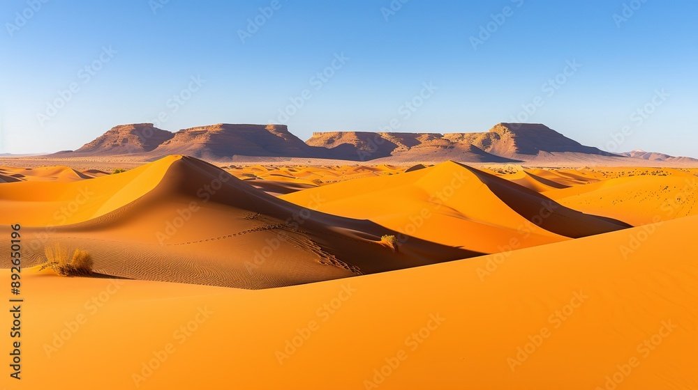 Wall mural vast sand dunes in the sahara desert at sunrise