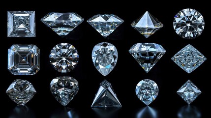 Diamond shape chart displaying different cuts and their characteristics for comparison.