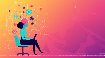 AI enhancing interdisciplinary projects, flat design illustration