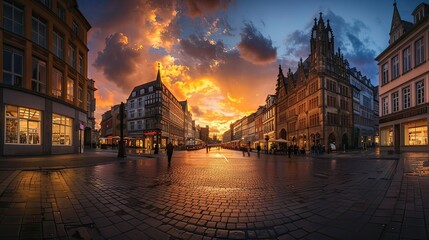 Fototapeta premium MÃ¼nster Prinzipalmarkt in Nordrhein Westfalen at sunset, Germany