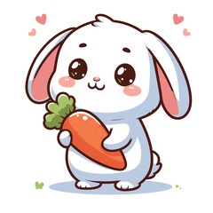 Fototapeta premium A rabbit holding a carrot Adobe Illustrator Artwork