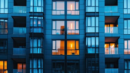 Obraz premium Staggered facade of a modern building. 