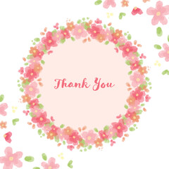 Card pink orange flowers watercolors