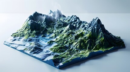 Obraz premium Terrain map. Contours trails, image grid geographic relief. 