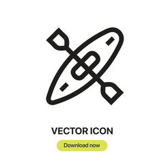 Kayak icon vector. Linear-style sign for mobile concept and web design. Kayak symbol illustration. Pixel vector graphics - Vector.