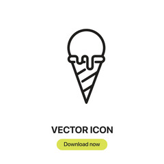 Ice Cream icon vector. Linear-style sign for mobile concept and web design. Ice Cream symbol illustration. Pixel vector graphics - Vector.	