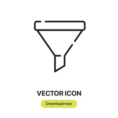 Funnel icon vector. Linear-style sign for mobile concept and web design. Funnel symbol illustration. Pixel vector graphics - Vector.	